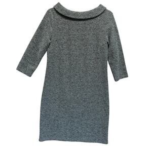 Talbots Woven Knit‎ Boat Neck Women Dress Med Petite 3/4 Sleeve Midi Back Zip